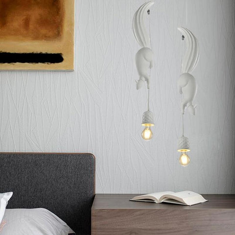 Lámpara colgante LED de resina de ardilla nórdica, lámpara colgante moderno para dormitorio, guardería, decoración, accesorio de iluminación Industrial