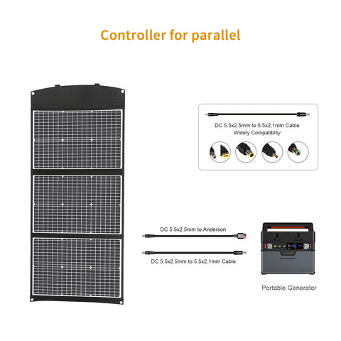 Kit de panel solar plegable portátil monocristalino de 100 W con 3 puertos USB para exteriores