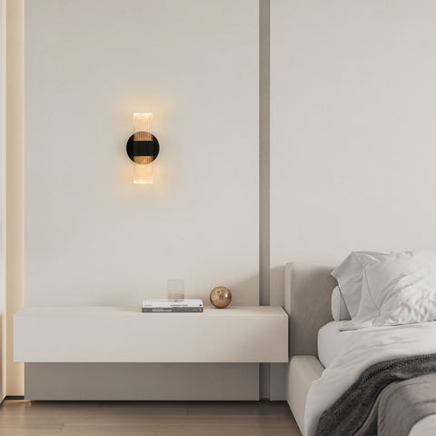 Lámpara de pared LED, lámpara de pared LED moderna regulable, lámpara de pared interior acrílica ovalada negra de 10 W para dormitorio, mesita de noche, sala de estar, 3000-6500K