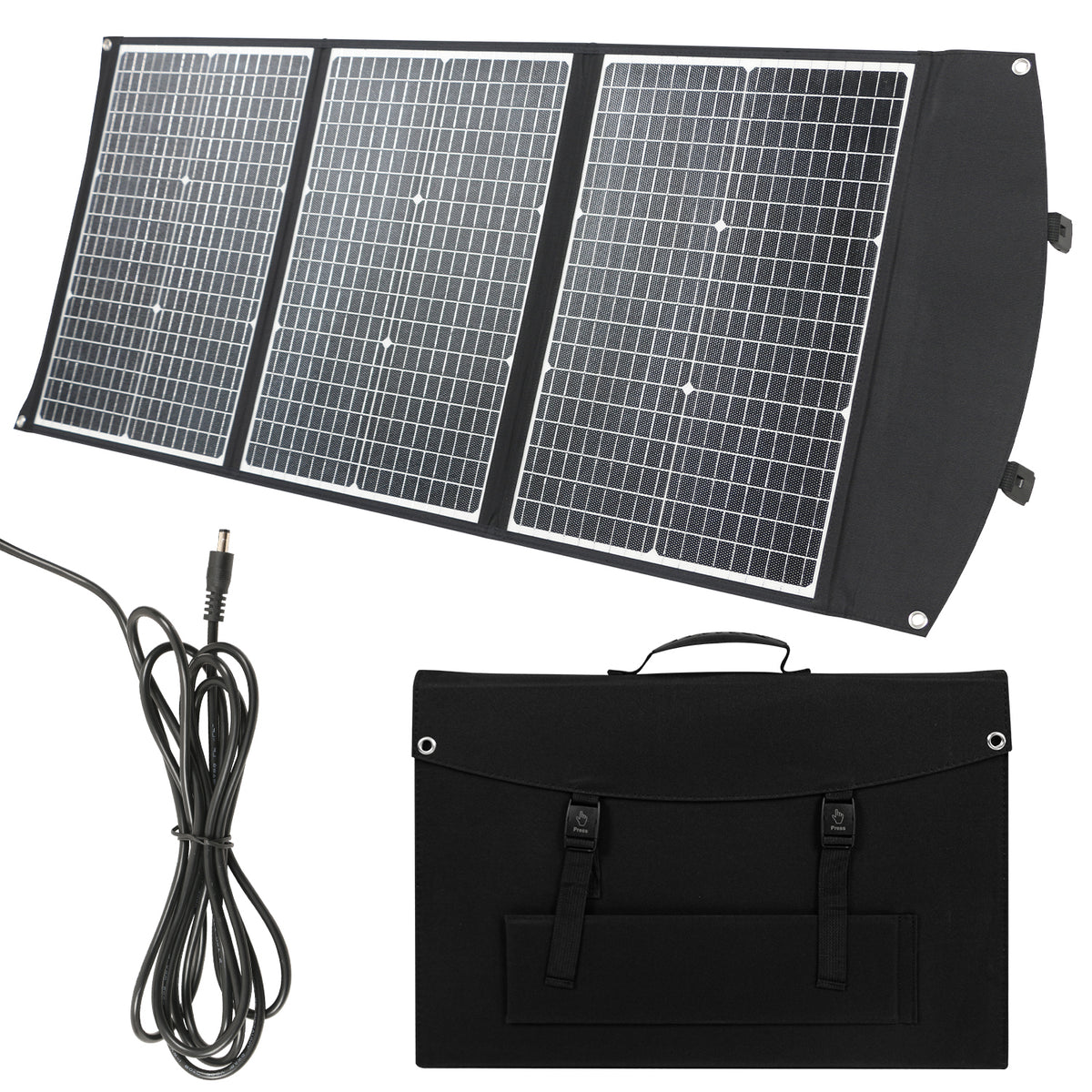 Panel Solar Plegable Impermeable, Observador y Eficiente, Células Solares para Acampar al Aire Libre, Cargador de Bolsa, 100W