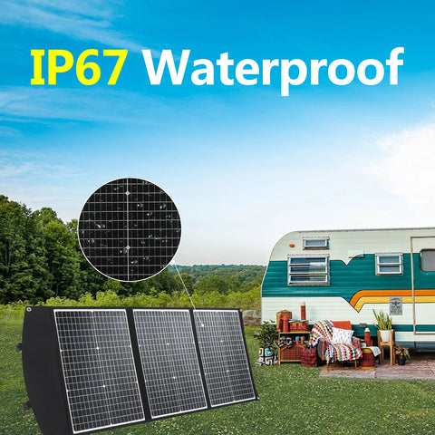Panel Solar Plegable Impermeable, Observador y Eficiente, Células Solares para Acampar al Aire Libre, Cargador de Bolsa, 100W