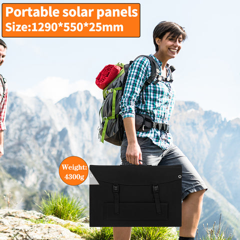 Panel Solar Plegable Impermeable, Observador y Eficiente, Células Solares para Acampar al Aire Libre, Cargador de Bolsa, 100W