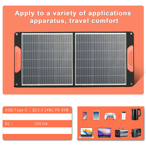 Panel solar portátil para cargador solar plegable de central eléctrica de 20 V para viajes en furgoneta que acampan al aire libre