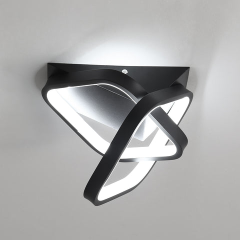 Lámpara de techo LED moderna de 24 W, 2 lámparas de techo de forma cuadrada oblicua de aluminio, lámpara de techo de metal negro, para balcón de entrada de pasillo, luz blanca fría/6500 K