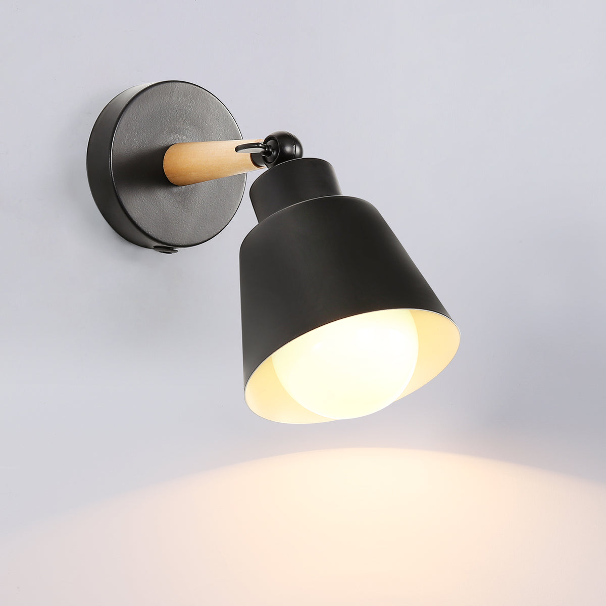 Retro binnenwandlampen, vintage industriële E27 wandlamp, metalen houten wandspots voor slaapkamer, balkon, gang, keuken, trap (zwart)