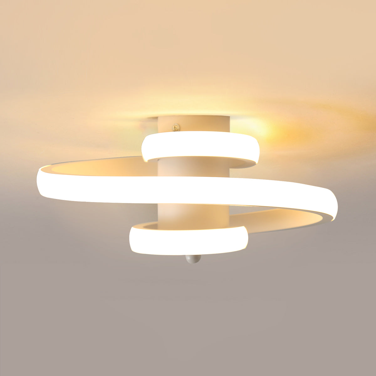 LED Plafonnier Moderne, 22W Simple en Forme de Ruban en Spirale Design Lustre, 3500K Lumière Blanche Chaude Éclairage de Plafond pour Salon, Chambre à Coucher, Salle à Manger, Couloir (Blanc).