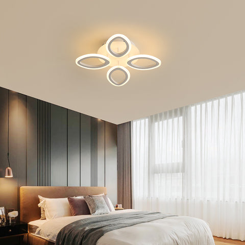 Lámpara de techo LED moderna regulable de 40 W, lámpara de techo con diseño en forma de flor, lámpara de pétalos de metal acrílico con control remoto adecuada para dormitorios, escaleras, pasillos, balcones, pasillos (4 luces)