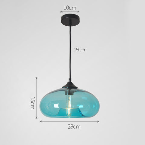 Lámpara colgante colorida colgante de vidrio moderna para sala de estar, bar, cocina, restaurante, cafetería, comedor, accesorios de iluminación nórdicos para el hogar (color azul)