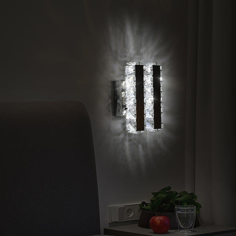 Lámpara de pared LED de cristal K9 de 16W moderna para sala de estar, baño, dormitorio, luz fría 5500K