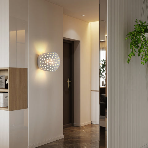 Aplique de pared moderno Aplique de pared de yeso blanco Aplique de pared LED 5W Iluminación blanca cálida para escaleras en el dormitorio Sala de estar Pasillo