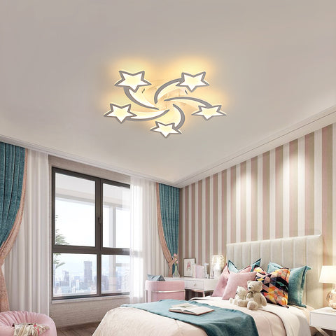 Lámpara de techo LED moderna regulable, lámpara de techo creativa con forma de estrella de 50 W, lámpara de techo acrílica de metal con control remoto, para dormitorio, sala de estar, comedor, habitación de los niños