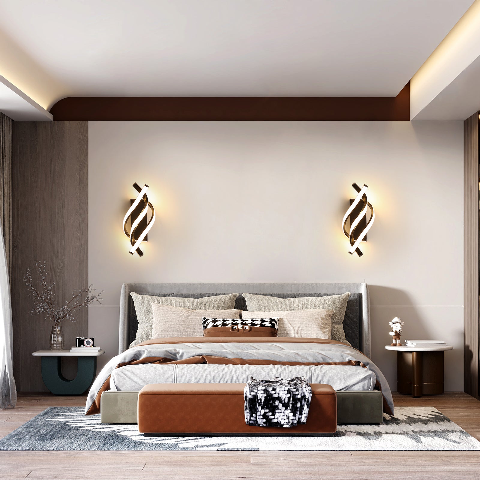 Applique Murale Interieur, Lampe LED Murale Moderne 22W Design incurvée IP20