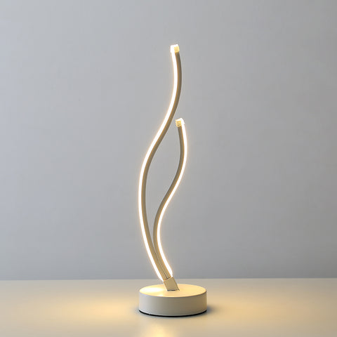 Lámpara de mesa LED Lámpara de mesa acrílica minimalista, lámpara de mesa de diseño de metal LED Lámpara de mesa ondulada Dormitorio Iluminación suave ILUMINACIÓN Ojo