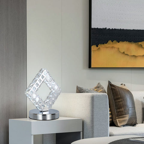 Lámpara de mesa moderna de cristal, lámpara de cristal LED, luz blanca 6000K.