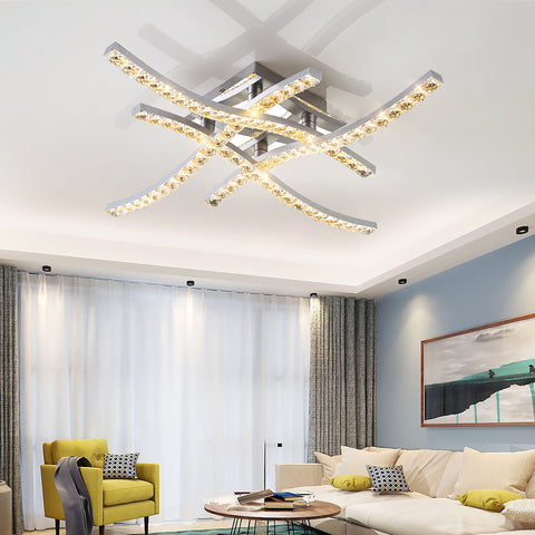 Lámpara de techo de cristal moderna, lámpara de techo LED nórdica con forma de onda, sala de estar, dormitorio, comedor, restaurante, Hotel, decoración del hogar