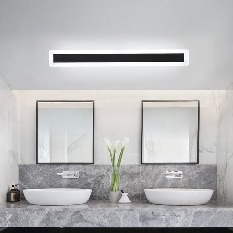 Luces de pared LED, lámpara de iluminación de pared moderna 22W 6000K, lámpara LED negra de aluminio de 60 cm, lámpara de pared decorativa para dormitorio sala de estar (luz blanca fría)