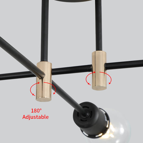 Lámpara de araña Sputnik moderna, lámpara colgante industrial de 4 luces, lámpara de techo de montaje semiempotrado E27 para comedor, sala de estar, cocina, oficina, cafetería, restaurante (bombilla no incluida)