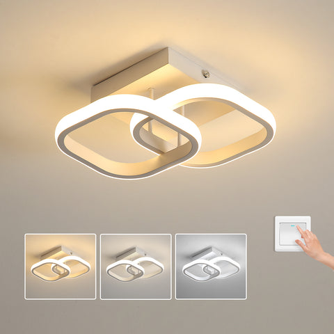 Lámpara de techo LED, lámpara de techo de acrílico blanco de 21 W, iluminación de techo, 3 colores para dormitorio, sala de estar, pasillo, cocina