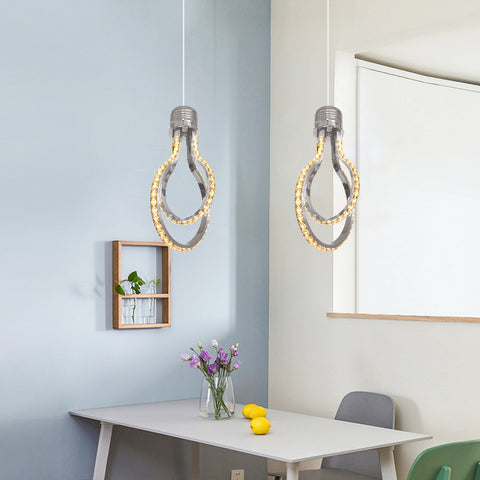 Lámpara de araña moderna, lámpara de techo de cristal LED 21 W 3000 K, lámpara colgante de aluminio para dormitorio, cocina, comedor, bar, pasillo, sala de exposiciones, altura ajustable