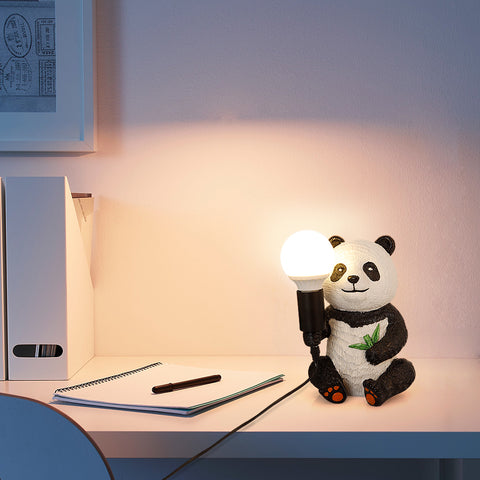 Lámparas de mesa con diseño de panda de resina, luz nocturna creativa moderna con cable enchufable, lámpara de escritorio LED de animales, lámpara de noche para decoración del hogar