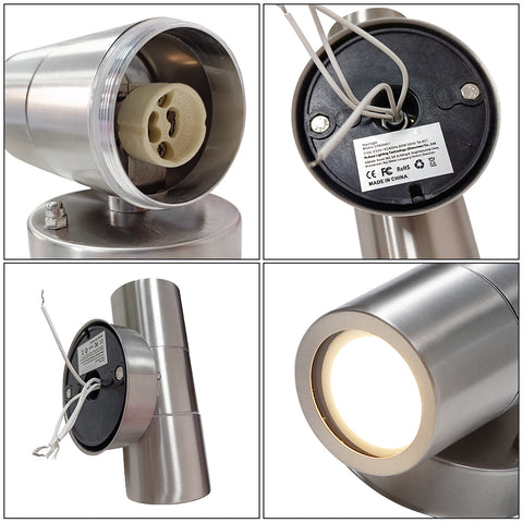 1 pieza luces de pared moda creativa elegante moda jardín LED luces de pared al aire libre luces de pared de acero inoxidable apliques de pared de doble cabeza