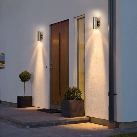 1 pieza luces de pared moda creativa elegante moda jardín LED luces de pared al aire libre luces de pared de acero inoxidable apliques de pared de doble cabeza