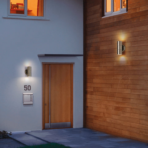 1 pieza luces de pared moda creativa elegante moda jardín LED luces de pared al aire libre luces de pared de acero inoxidable apliques de pared de doble cabeza