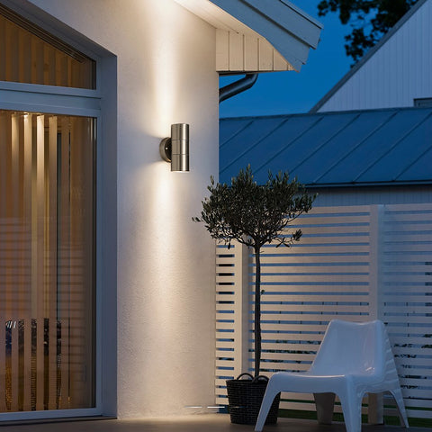 1 pieza luces de pared moda creativa elegante moda jardín LED luces de pared al aire libre luces de pared de acero inoxidable apliques de pared de doble cabeza