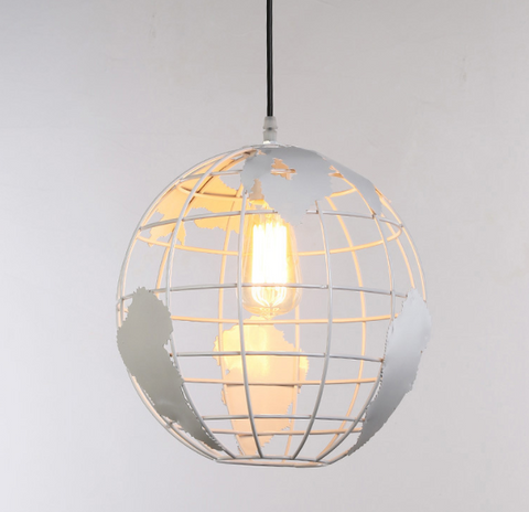 Lámpara Colgante De Bola, Lámparas Colgantes Vintage Industri con Diseño De Globo De Hierro, Lámpara De Techo para Sala De Estar, Comedor, Pasillo, Restaurante (Blanco) Sin Bombilla