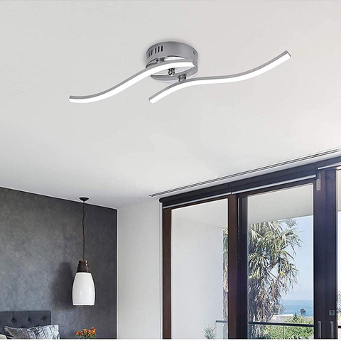 Lámpara de Techo LED, Lámpara Colgante en Forma de Onda, LEDs Integrados 14W 1100 Lumen, Lámpara de Araña Moderna para Salón o Cocina, IP20 Luz Blanca Fría 6500K