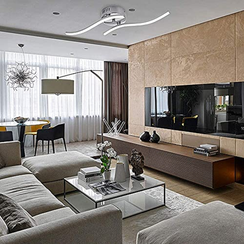 Lámpara de Techo LED, Lámpara Colgante en Forma de Onda, LEDs Integrados 14W 1100 Lumen, Lámpara de Araña Moderna para Salón o Cocina, IP20 Luz Blanca Fría 6500K