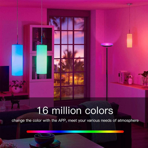 Lámpara de pie LED regulable 24W/2000LM Lámpara de pie WiFi RGB Lámpara de esquina Lámpara APP Control remoto Lámparas de pie para sala de estar, dormitorio, oficina, compatible con dispositivos domésticos inteligentes