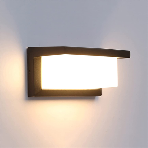 Aplique de pared exterior impermeable IP65 Lámpara de pared LED Blanco cálido 3000K para entrada Pasillo Patio Jardín Terraza Balcón Garaje Negro