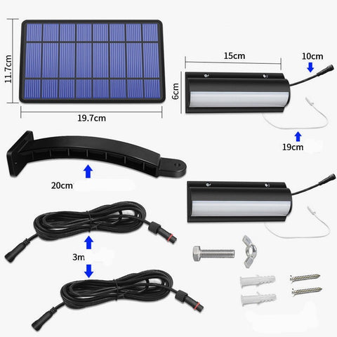 Sensor de movimiento de lámpara solar al aire libre, luz de pared solar impermeable IP65 con control remoto