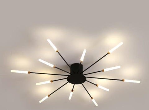 Luz de techo LED Lámpara de diseño de fuegos artificiales moderna Lámpara de suspensión elegante y creativa Sala de estar simple para interiores,Negro