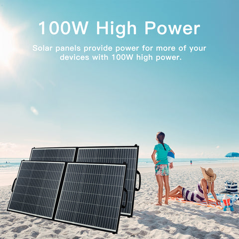 Panel solar de 100 W para central eléctrica, carga solar portátil, carga rápida USB A QC3.0 PD 45 W USB-C Puertos CC IP65 IP65 para generador/energía solar, computadora portátil, iPads