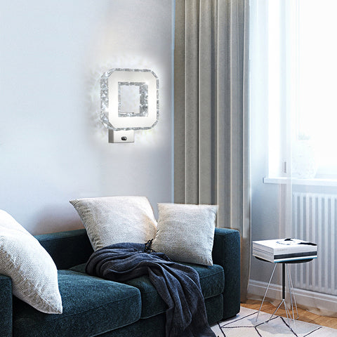 Lámpara de pared de cristal para interiores, 12 W, 1080 lm, moderna lámpara de pared LED de cristal, decoración, lámpara de pared para dormitorio, comedor, vestíbulo, blanco frío 6000 K