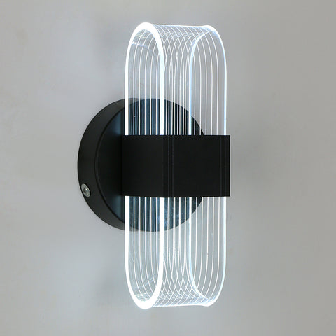 Lámpara de pared LED, lámpara de pared LED moderna regulable, lámpara de pared interior acrílica ovalada negra de 10 W para dormitorio, mesita de noche, sala de estar, 3000-6500K