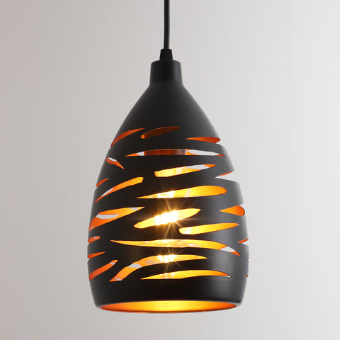 Lámpara colgante LED moderna, lámpara de techo tallada hueca industrial, lámpara de techo, colgante de jaula de metal, pantalla negra, lámpara E27 para sala de estar, cocina, pasillo, restaurante, loft, cafetería, bar