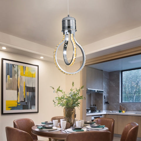 Lámpara de araña moderna, lámpara de techo de cristal LED 21 W 3000 K, lámpara colgante de aluminio para dormitorio, cocina, comedor, bar, pasillo, sala de exposiciones, altura ajustable