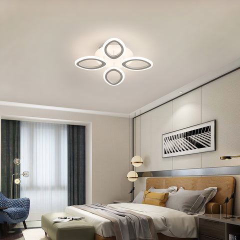 Lámpara de techo LED moderna regulable de 40 W, lámpara de techo con diseño en forma de flor, lámpara de pétalos de metal acrílico con control remoto adecuada para dormitorios, escaleras, pasillos, balcones, pasillos (4 luces)