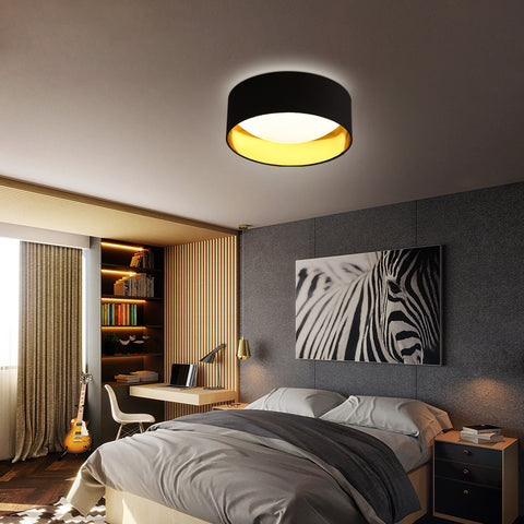Lámpara de techo moderna 12W 1000LM, lámpara de techo con brillo negro y dorado de 3000K, lámpara LED con efecto cielo estrellado para sala de estar, dormitorio