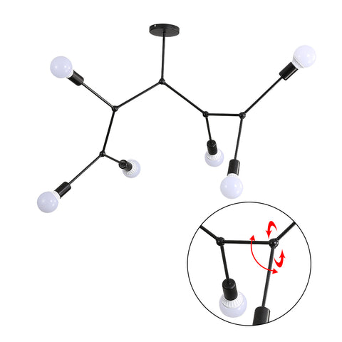 Lámpara de techo E27, candelabros de varios cabezales, iluminación moderna negra para sala de estar, dormitorio