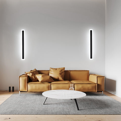 Luces de pared LED, lámpara de iluminación de pared moderna 22W 6000K, lámpara LED negra de aluminio de 60 cm, lámpara de pared decorativa para dormitorio sala de estar (luz blanca fría)