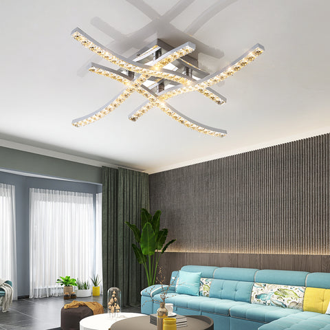 Lámpara de techo de cristal moderna, lámpara de techo LED nórdica con forma de onda, sala de estar, dormitorio, comedor, restaurante, Hotel, decoración del hogar