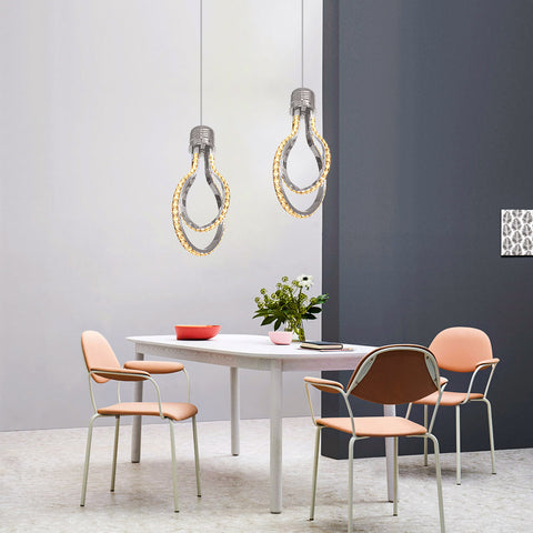 Lámpara de araña moderna, lámpara de techo de cristal LED 21 W 3000 K, lámpara colgante de aluminio para dormitorio, cocina, comedor, bar, pasillo, sala de exposiciones, altura ajustable