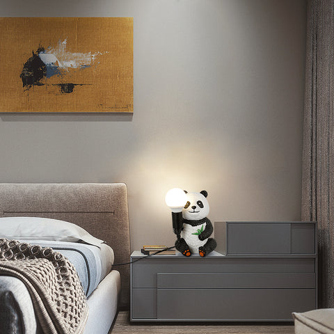 Lámparas de mesa con diseño de panda de resina, luz nocturna creativa moderna con cable enchufable, lámpara de escritorio LED de animales, lámpara de noche para decoración del hogar