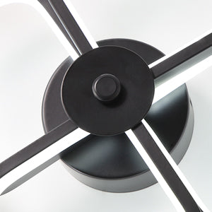 Lámpara de techo LED, lámpara de techo acrílica de metal rectangular moderna, lámpara de techo de 32 W, lámpara de techo de oficina de 24 cm de diámetro para dormitorio, sala de estar, comedor, pasillo negro