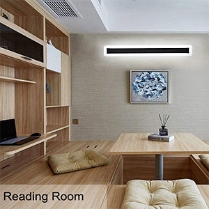 Luces de pared LED, lámpara de iluminación de pared moderna 22W 6000K, lámpara LED negra de aluminio de 60 cm, lámpara de pared decorativa para dormitorio sala de estar (luz blanca fría)