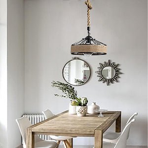 GOECO Lámpara de Cuerda de Cáñamo, Lámpara Colgante de Metal Negro Retro, Lámparas Colgantes de Campo, Lámpara de Techo de Pasillo E27 Accesorio de Iluminación para Sala de Estar Dormitorio Decorar el Hogar 220V
